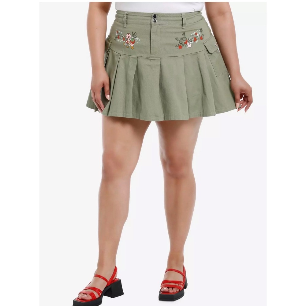 Hot Topic Strawberry Shortcake Olive Green Cargo Mini Skirt Plus Size 2XL